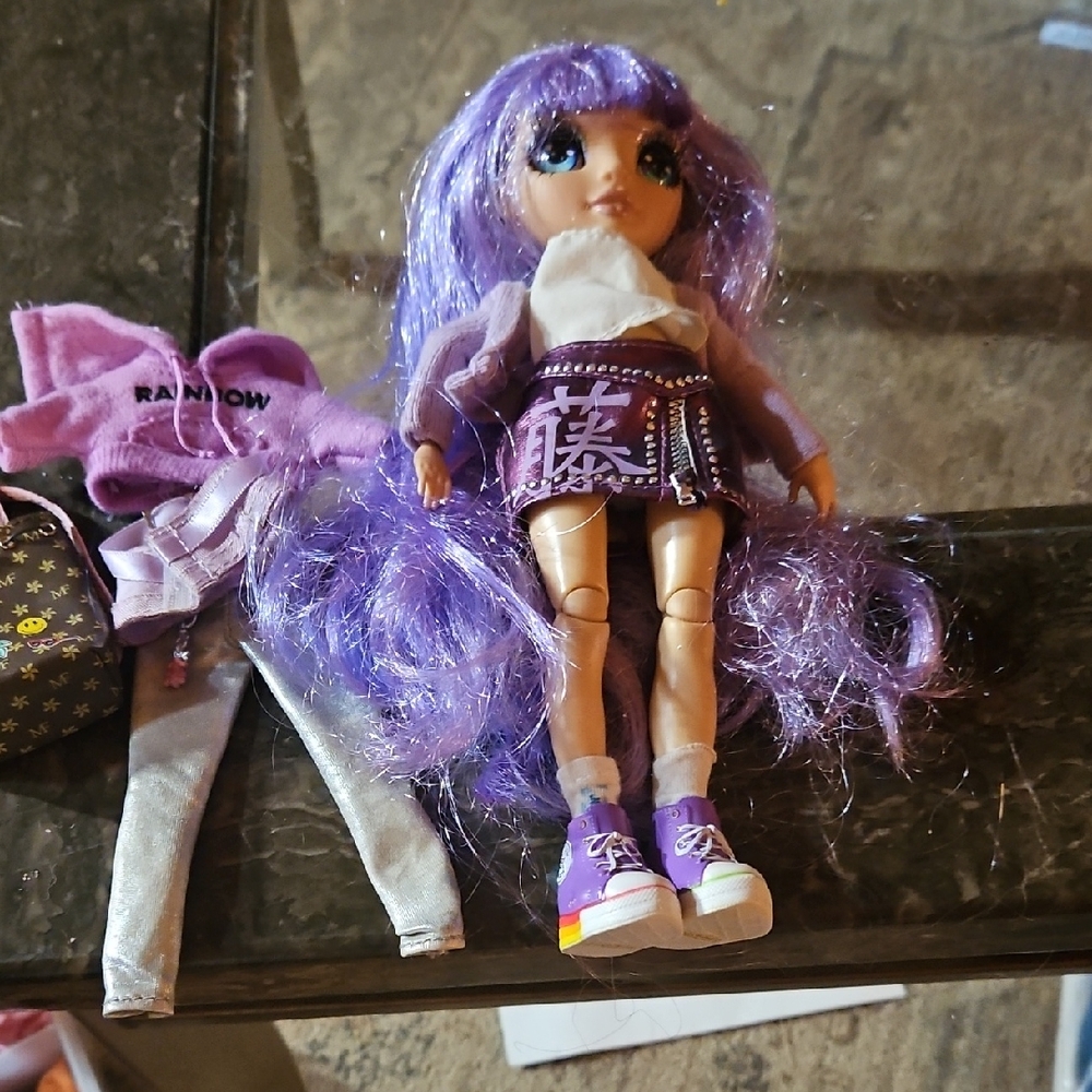 Stylish Purple-Haired Doll with Accessories